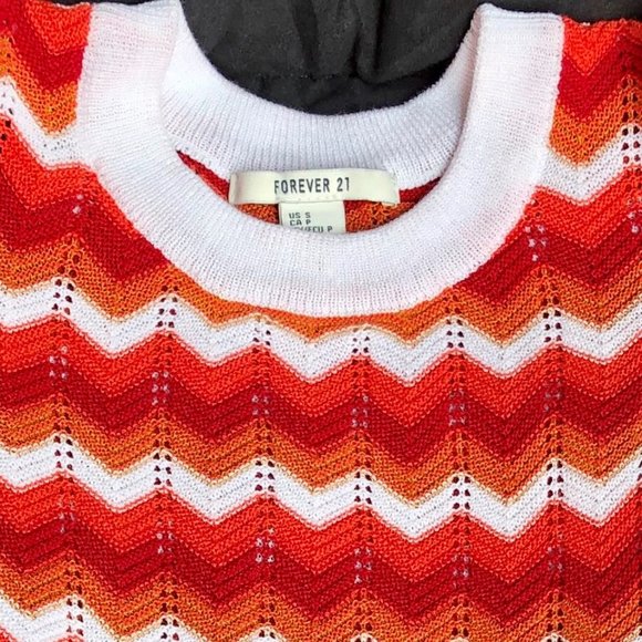 Colourful Retro Zig Zag Chevron Pointelle Sweater - Size S - Picture 10 of 13